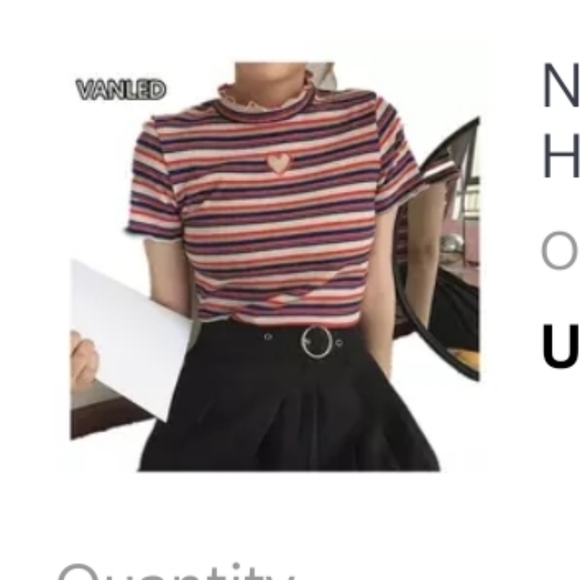 Forever 21 Tops - Striped colorful heart cut out high neck